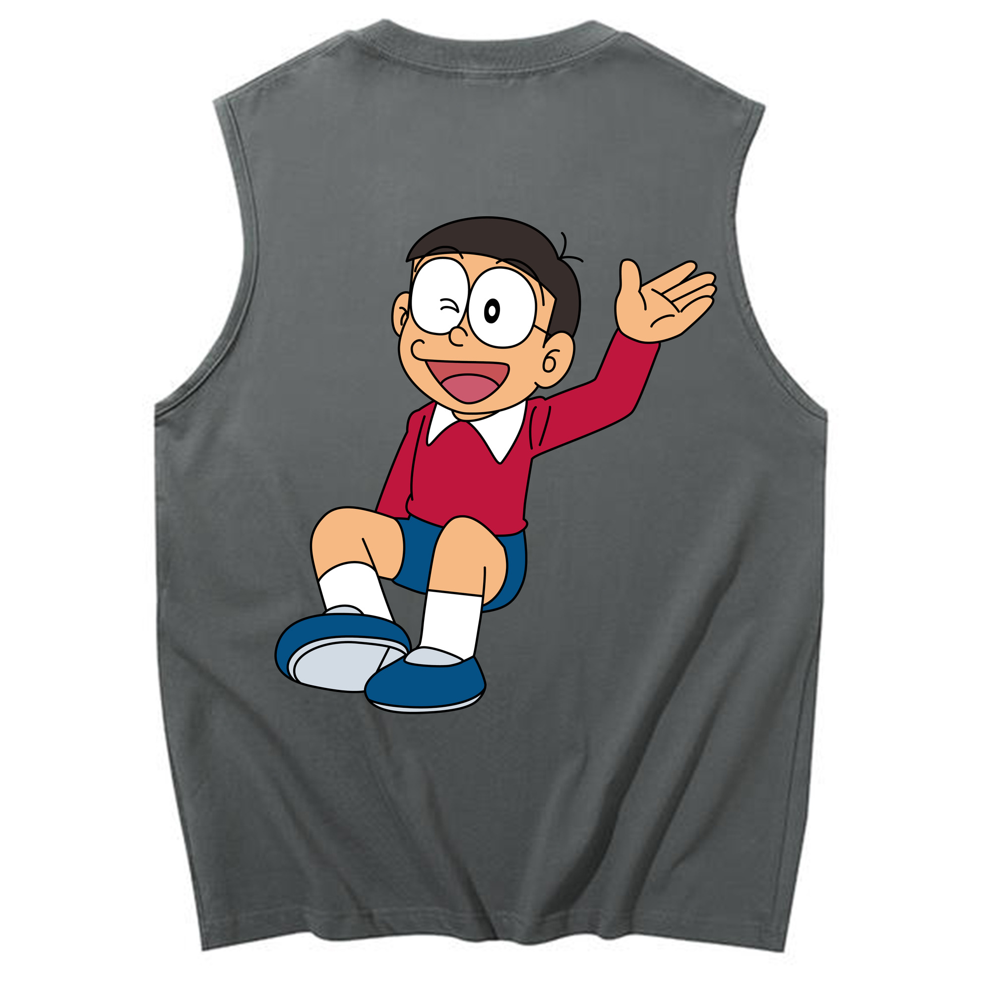 （画像用） ドラえもん 野比 のび太 Doraemon Nobita Nobi コットン100％タンクトップ（背面プリント）
